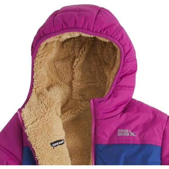 Eddie Bauer Kids Reversible Plush Hoodie Jacket, Size L (14/16), New - Picture 3 of 7